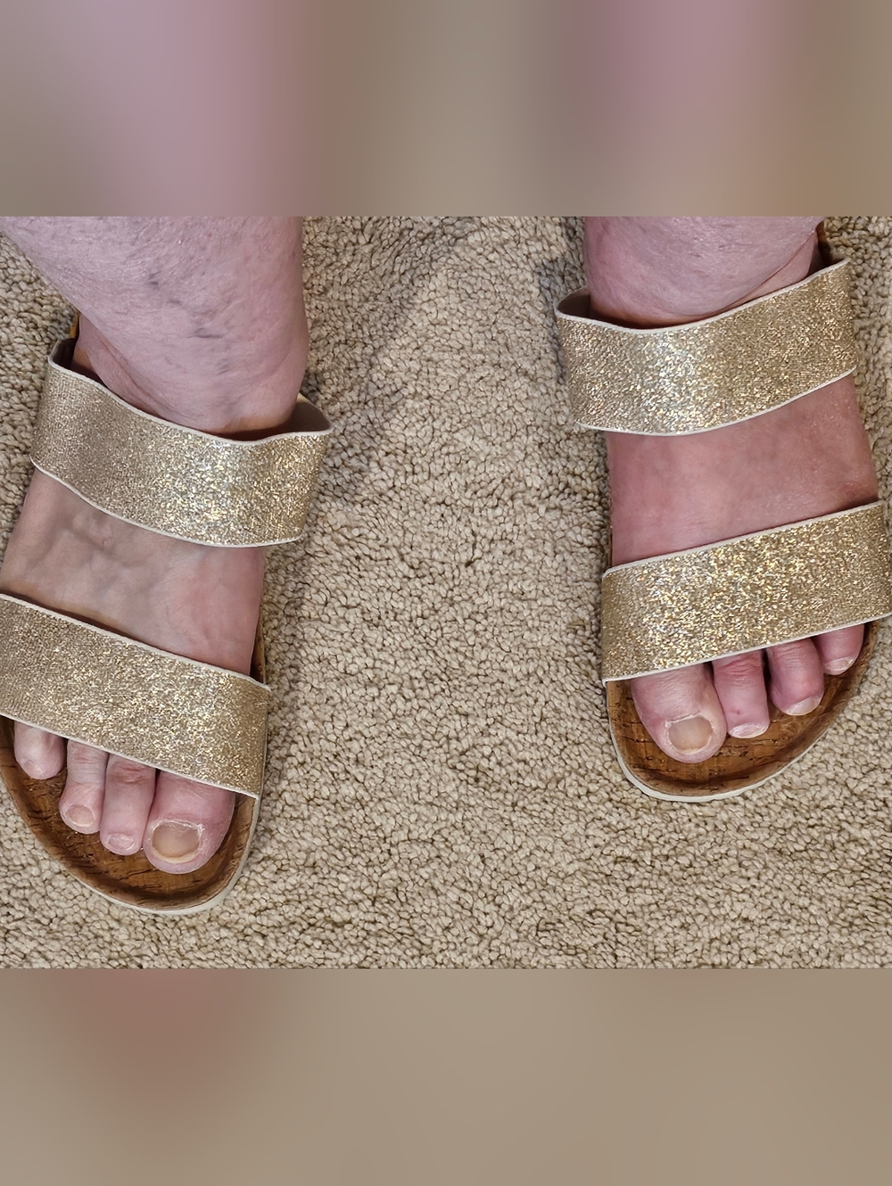 Gold Double-Strap Women's Sandals